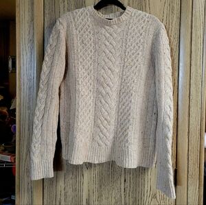 VTG EXPRESS Sweater Wool Blend Fisherman Oarsman Cable Knit LARGE Rugged Aran